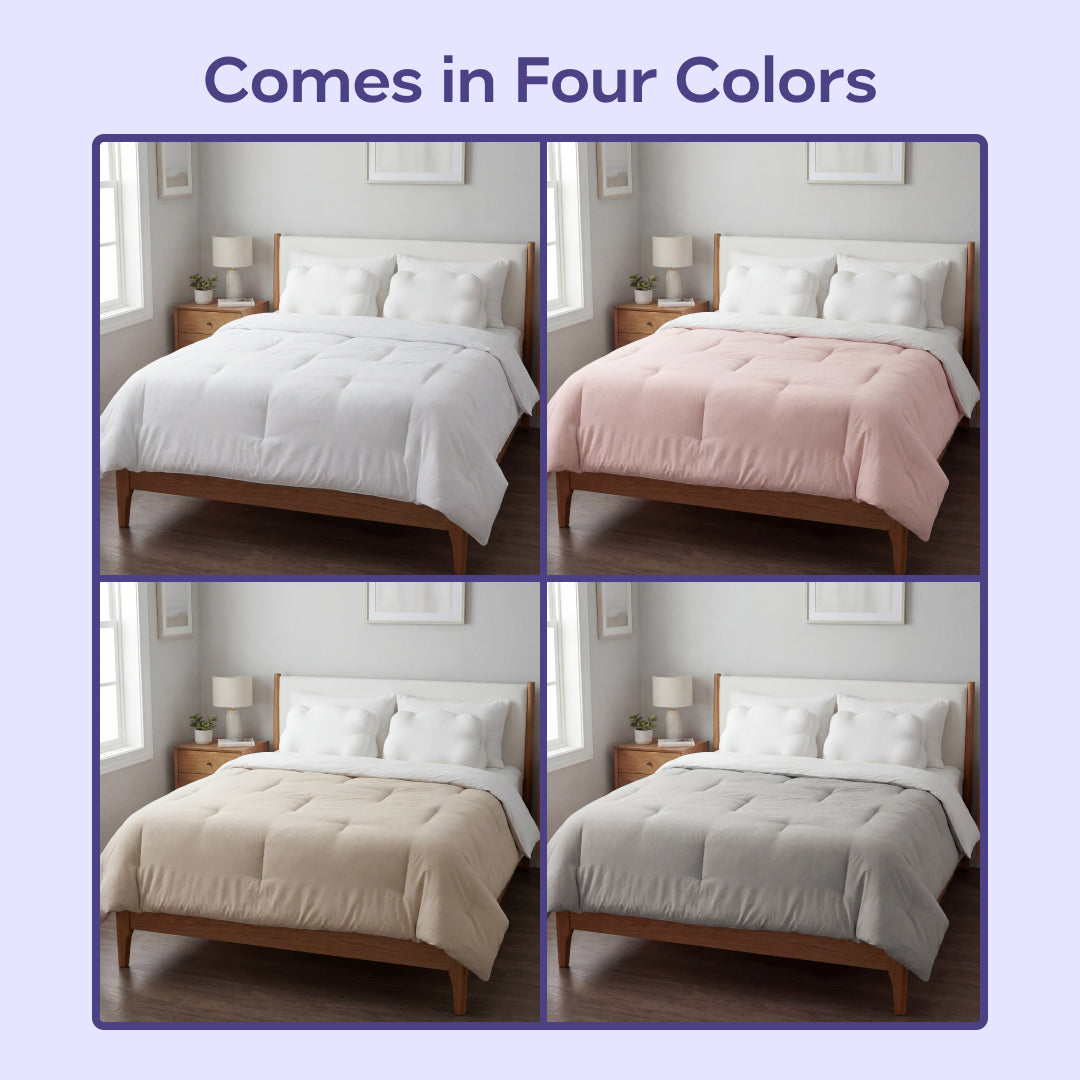CloudCool cooling comforter in White, Lavender and Light Grey